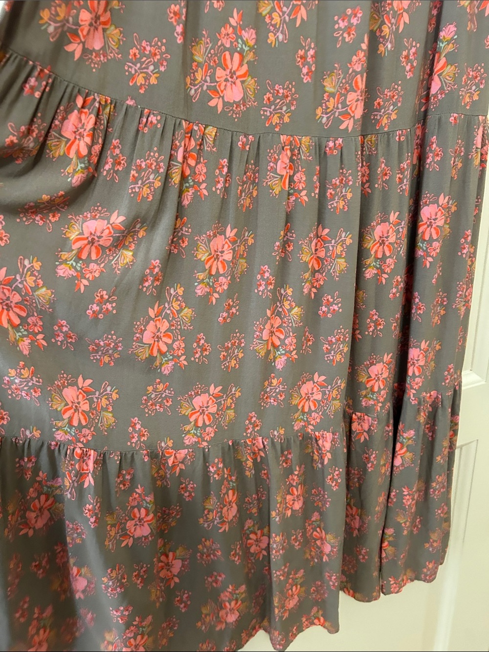 NATURAL LIFE Charlotte Gray Maxi Dress with Pink Floral Print Bell Sleeve - Picture 5 of 10